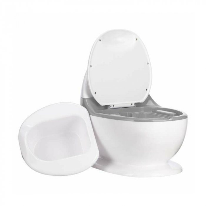 Olita educativa, FreeON, Trainer, Minitoaleta, Cu spatiu pentru hartie/servetele, Cu sunet realist de tras apa, Pana la 25 kg, 3 ani+, White/Grey [5]