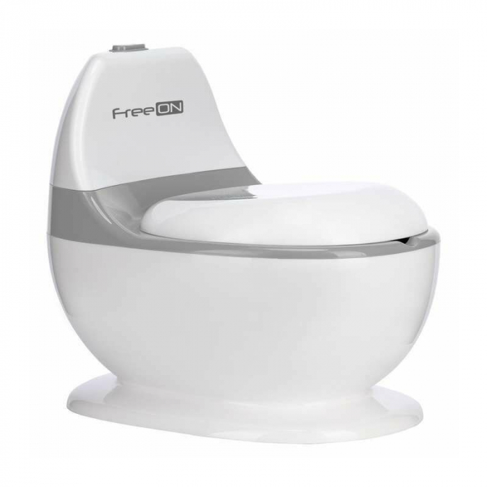 Olita educativa, FreeON, Trainer, Minitoaleta, Cu spatiu pentru hartie/servetele, Cu sunet realist de tras apa, Pana la 25 kg, 3 ani+, White/Grey [1]