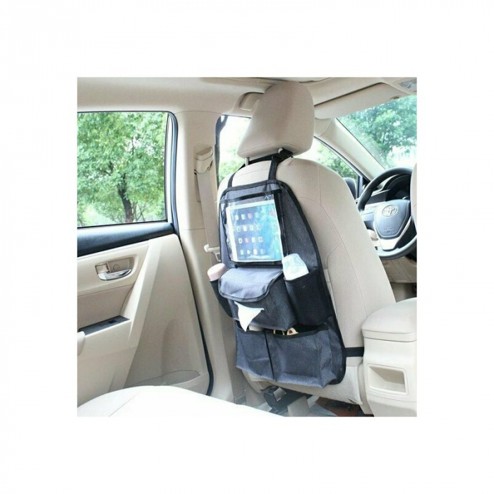 Organizator auto cu suport pentru tableta, Deluxe, Cu multiple buzunare, FreeON, Black [2]