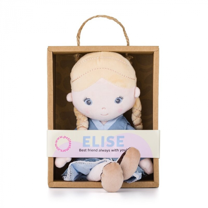 Papusa, Petite&Mars, Elise, Din plus, 35 cm, Ambalaj cu mini puzzle din carton, 0 luni+, Multicolor [3]