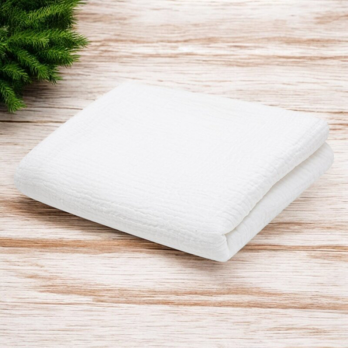 Paturica bebe, New Baby, 70x100 cm, Din muselina, 100% bumbac certificat Oeko Tex Standard 100, Alb [2]