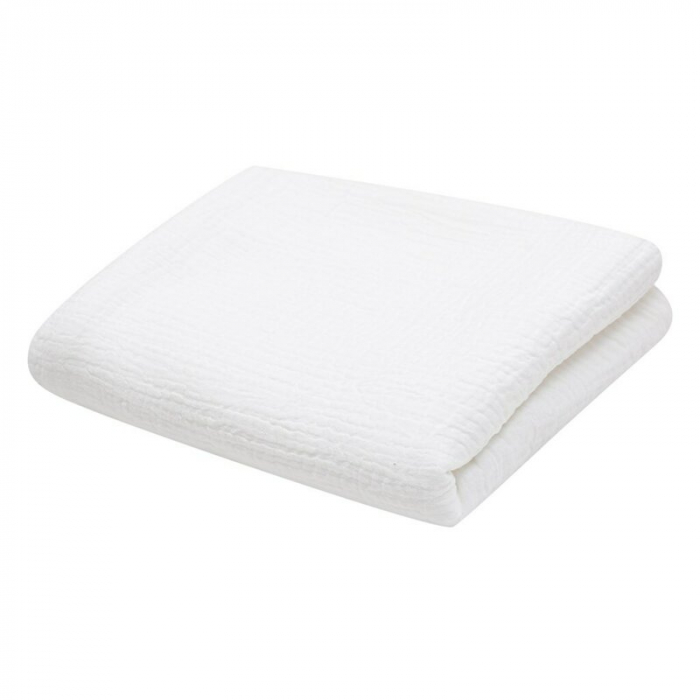Paturica bebe, New Baby, 70x100 cm, Din muselina, 100% bumbac certificat Oeko Tex Standard 100, Alb [1]