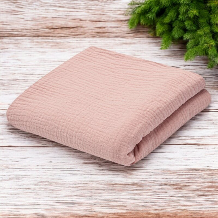 Paturica bebe, New Baby, 70x100 cm, Din muselina, 100% bumbac certificat Oeko Tex Standard 100, Pink [2]