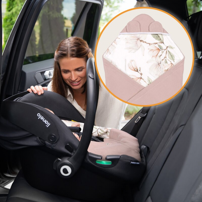 Paturica de infasat, Lionelo, Pentru scoica auto, carucior si landou, Cu multiple utilizari, Cu inchidere arici velcro, Dimensiune 90x90 cm, Din bumbac, TOG 2.5, 12-18 luni, Bej [10]
