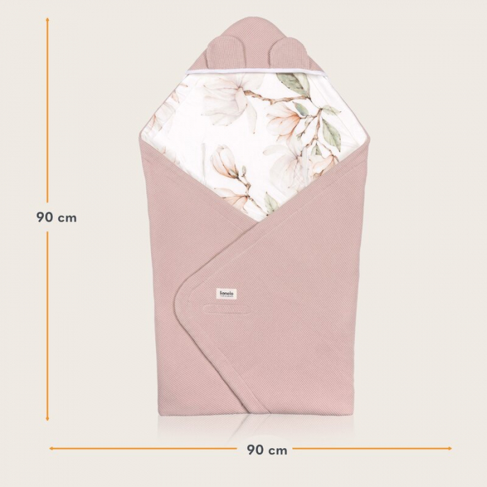 Paturica de infasat, Lionelo, Pentru scoica auto, carucior si landou, Cu multiple utilizari, Cu inchidere arici velcro, Dimensiune 90x90 cm, Din bumbac, TOG 2.5, 12-18 luni, Bej [11]