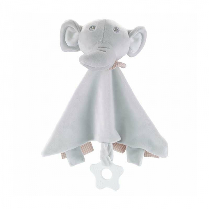 Paturica, Free2Play, Elephant, Moale, Cu zornaitoare, Cu jucarie dentitie, 33 x 33 x 8 cm, Grey [2]