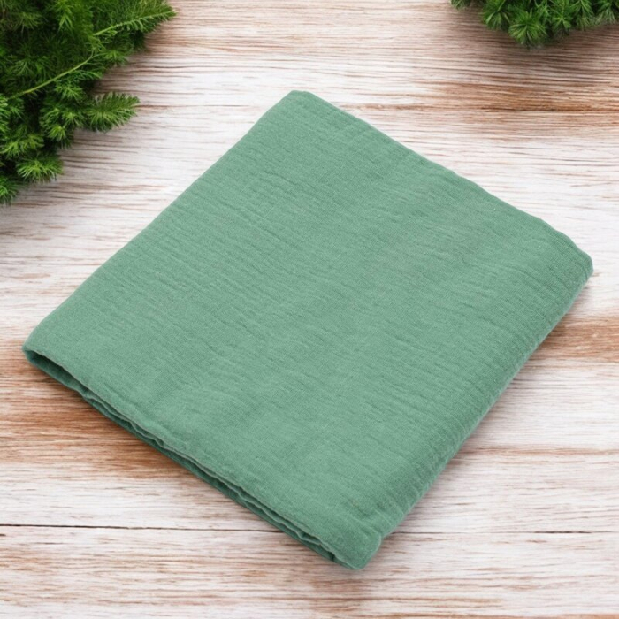 Paturica moale bebe, New Baby, Cu multiple intrebuintari, 60x60 cm, Din muselina, 100% bumbac organic, Green [2]