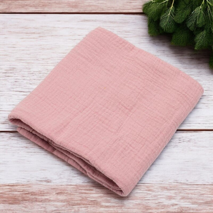 Paturica moale bebe, New Baby, Cu multiple intrebuintari, 60x60 cm, Din muselina, 100% bumbac, Pink [2]
