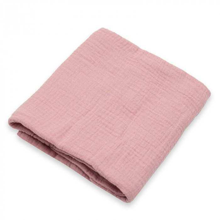 Paturica moale bebe, New Baby, Cu multiple intrebuintari, 60x60 cm, Din muselina, 100% bumbac, Pink [1]