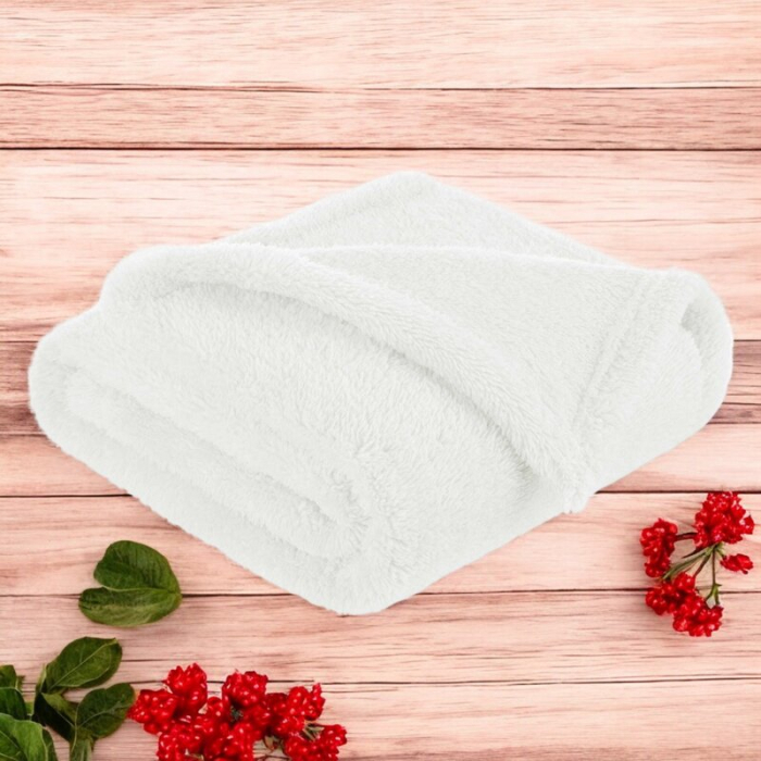 Paturica pufoasa, MimiNu, Pentru copii, Din fleece, 75 x 100 cm, Alb [4]