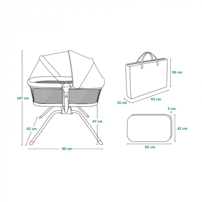 Patut balansoar, Lionelo, Malin Evo, 3 in 1, Pliabil, 0-9 kg, Geanta Transport, Asamblare Rapida, Ultra-Usor, Conform cu standardele europeane de securitate EN1130 si EN16890, Bej [34]