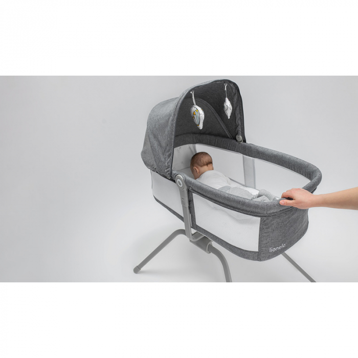 Patut balansoar Malin, 3 in 1, Pliabil, 0-9 kg, Geanta Transport, Asamblare Rapida, Gri [12]