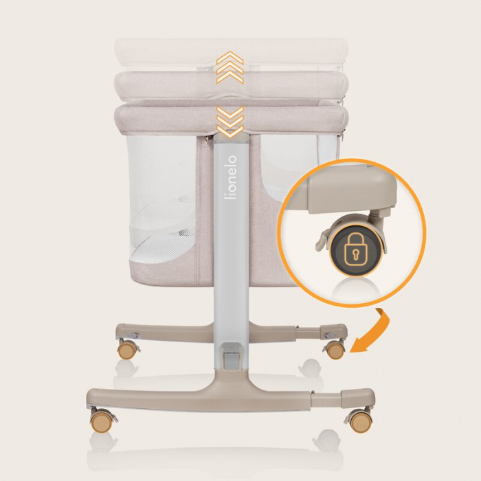 Patut co-sleeper, Lionelo, Aurora, 3 in 1, Cu leganare si setare unghiulara, Include saltea cu densitate T25 si geanta transport, Reglabil in 5 pozitii, Pana la 9 kg, 0 luni+, 85x60x66 cm, Certificari [48]