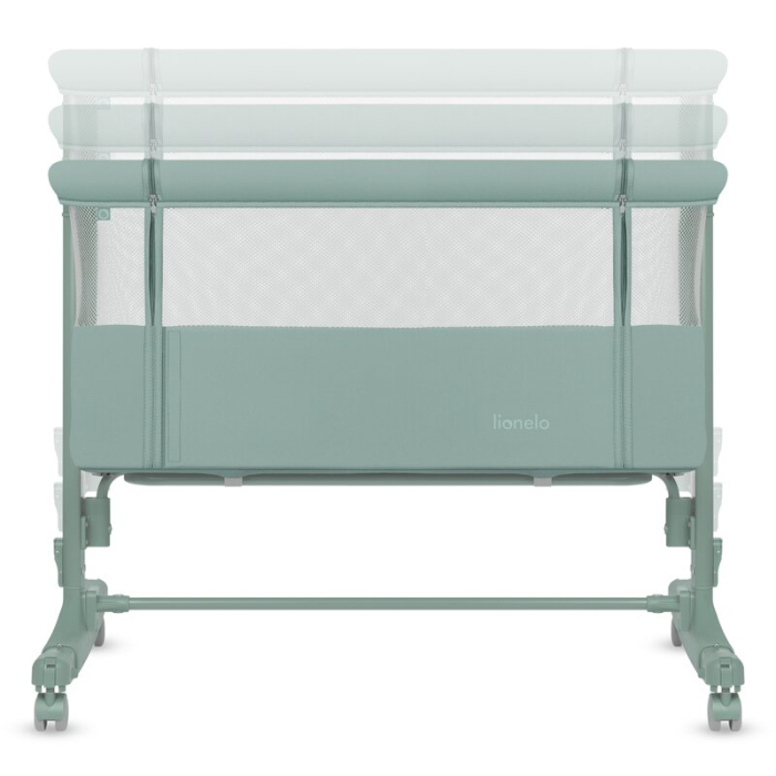 Patut co-sleeper, Lionelo, Aurora, 3 in 1, Cu leganare si setare unghiulara, Saltea cu densitate T25 si geanta transport, Reglabil in 5 pozitii pe inaltime, Pana la 9 kg, 0 luni+, 85x60x66 cm, EN 1130 [17]