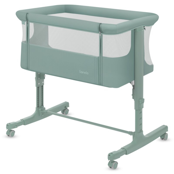 Patut co-sleeper, Lionelo, Aurora, 3 in 1, Cu leganare si setare unghiulara, Saltea cu densitate T25 si geanta transport, Reglabil in 5 pozitii pe inaltime, Pana la 9 kg, 0 luni+, 85x60x66 cm, EN 1130 [19]