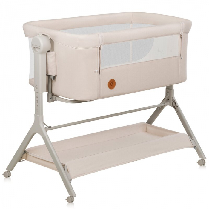 Patut co-sleeper, Lionelo, Leonie Plus, Pliabil, Cu sistem de leganare, Cu setare unghiulara, Reglabil in 6 pozitii pe inaltime, Conform cu standardele europeane de securitate EN1130 si EN16890, Bej [2]