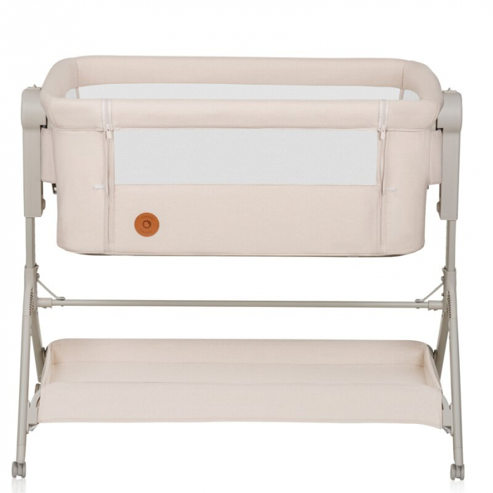 Patut co-sleeper, Lionelo, Leonie Plus, Pliabil, Cu sistem de leganare, Cu setare unghiulara, Reglabil in 6 pozitii pe inaltime, Conform cu standardele europeane de securitate EN1130 si EN16890, Bej [5]