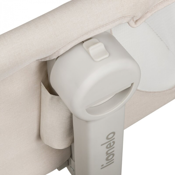 Patut co-sleeper, Lionelo, Leonie Plus, Pliabil, Cu sistem de leganare, Cu setare unghiulara, Reglabil in 6 pozitii pe inaltime, Conform cu standardele europeane de securitate EN1130 si EN16890, Bej [24]