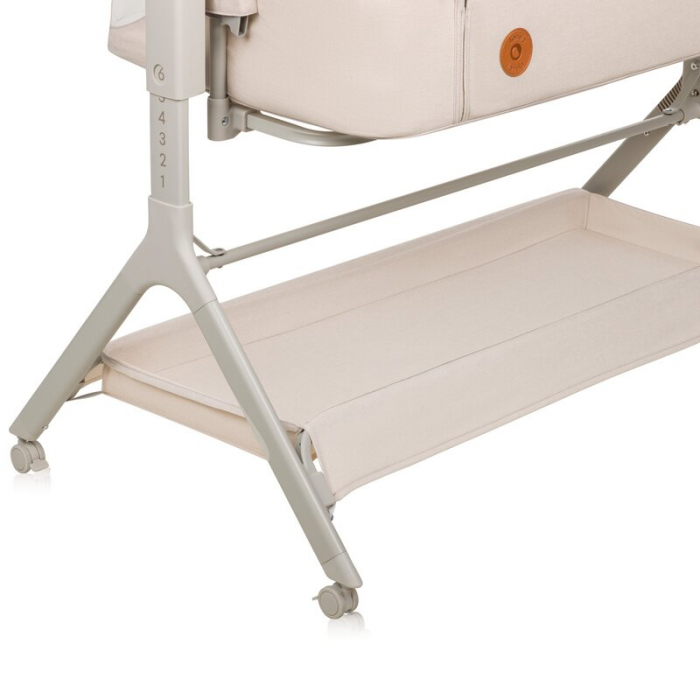 Patut co-sleeper, Lionelo, Leonie Plus, Pliabil, Cu sistem de leganare, Cu setare unghiulara, Reglabil in 6 pozitii pe inaltime, Conform cu standardele europeane de securitate EN1130 si EN16890, Bej [20]