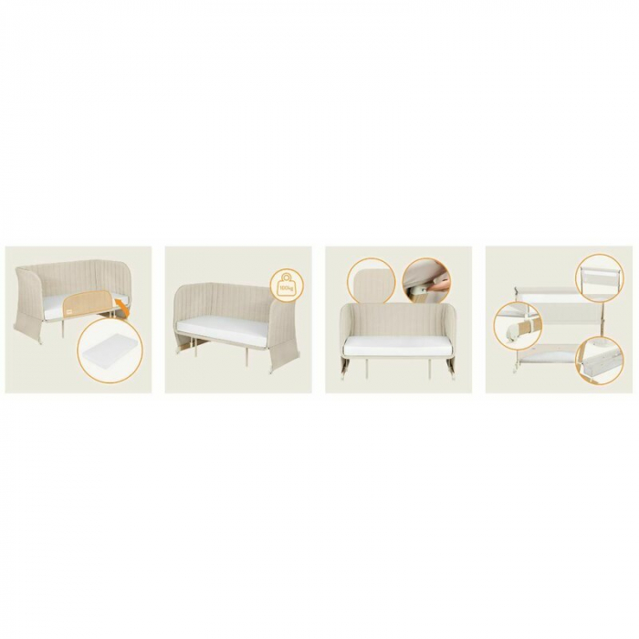 Patut co-sleeper, Lionelo, Thomi Plus, 5 in 1, Multifunctional, Sustine pana la 9 kg ca patut, 15 kg tarc de joaca, 100 kg canapea, Inaltime reglabila in 7 pozitii, De la nastere pana la 4 ani, Cu 2 s [37]