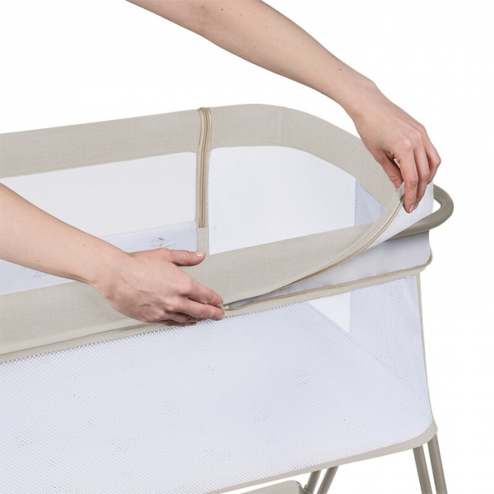 Patut co-sleeper Luna, 2 in 1, Cu laterala culisanta, Cu setare unghiulara, Bej [4]