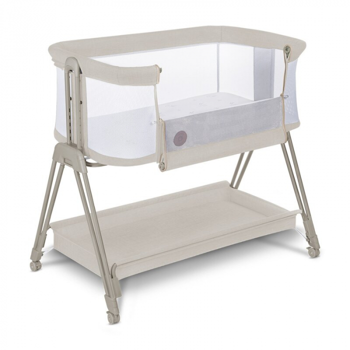 Patut co-sleeper Luna, 2 in 1, Cu laterala culisanta, Cu setare unghiulara, Bej [7]