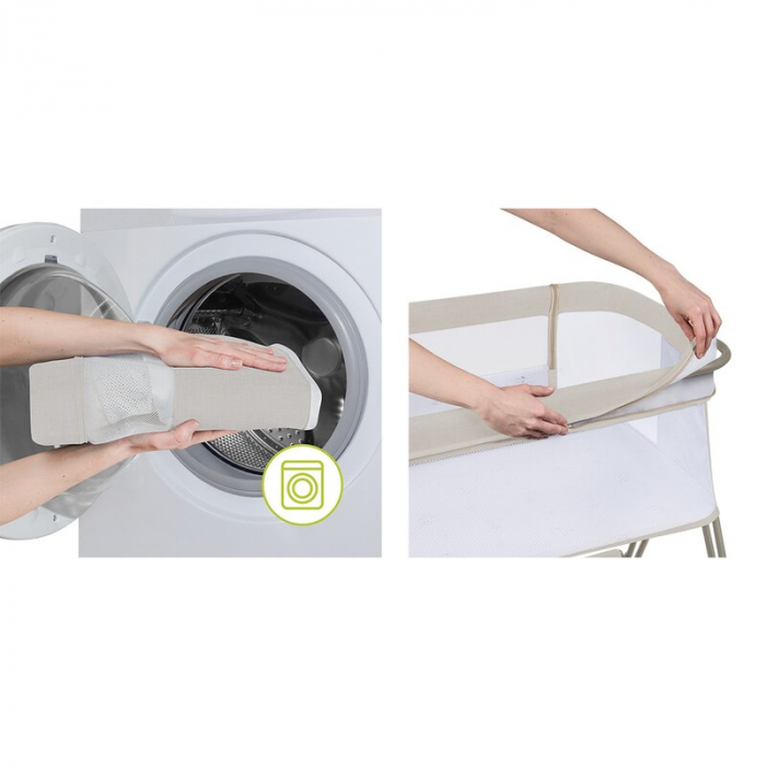 Patut co-sleeper Luna, 2 in 1, Cu laterala culisanta, Cu setare unghiulara, Bej [2]