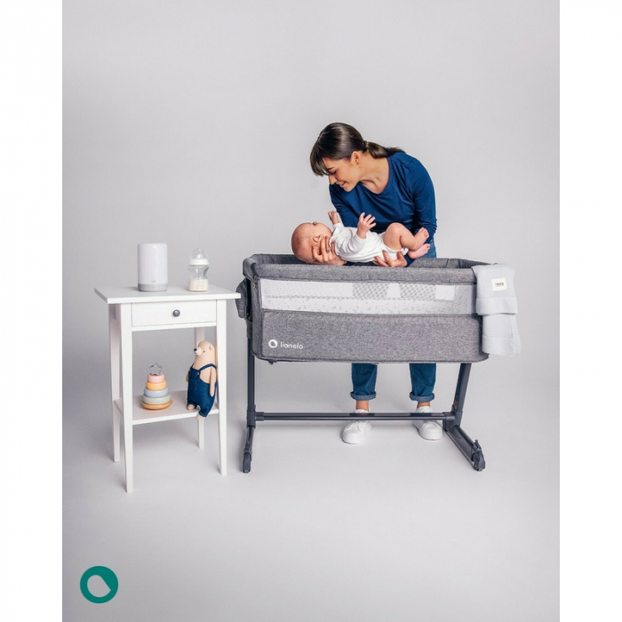 Patut co-sleeper Theo 2 in 1, Cu setare unghiulara, Reglabil in 5 pozitii pe inaltime,Grey Stone [14]