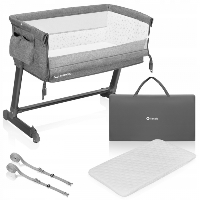 Patut co-sleeper Theo 2 in 1, Cu setare unghiulara, Reglabil in 5 pozitii pe inaltime,Grey Stone [5]