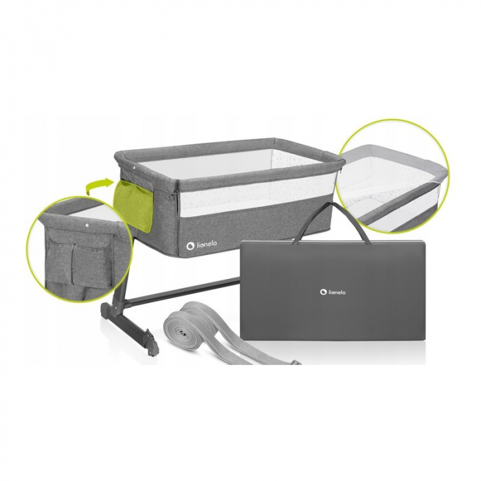 Patut co-sleeper Theo 2 in 1, Cu setare unghiulara, Reglabil in 5 pozitii pe inaltime,Grey Stone [4]