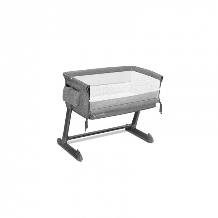 Patut co-sleeper Theo 2 in 1, Cu setare unghiulara, Reglabil in 5 pozitii pe inaltime,Grey Stone [3]