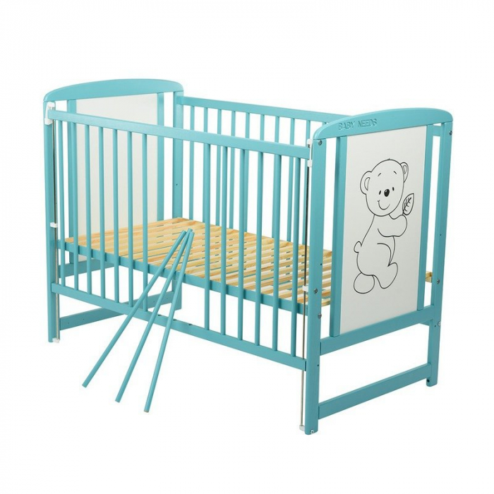 Patut din lemn de pin Timmi 120x60 cm, Cu laterala culisanta, Mint [3]