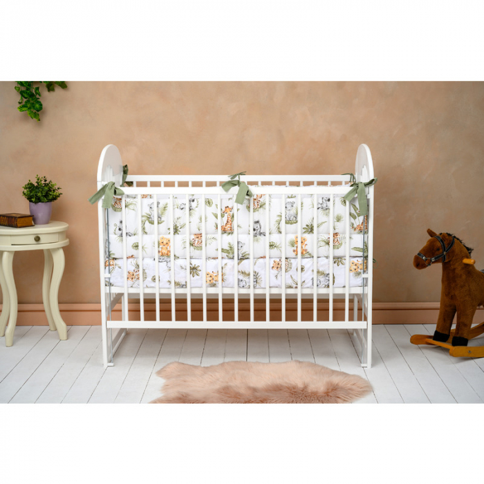 Patut din lemn Julia II Elefantel 120x60 cm, Cu laterala culisanta si cu saltea de 12 cm , alb [7]