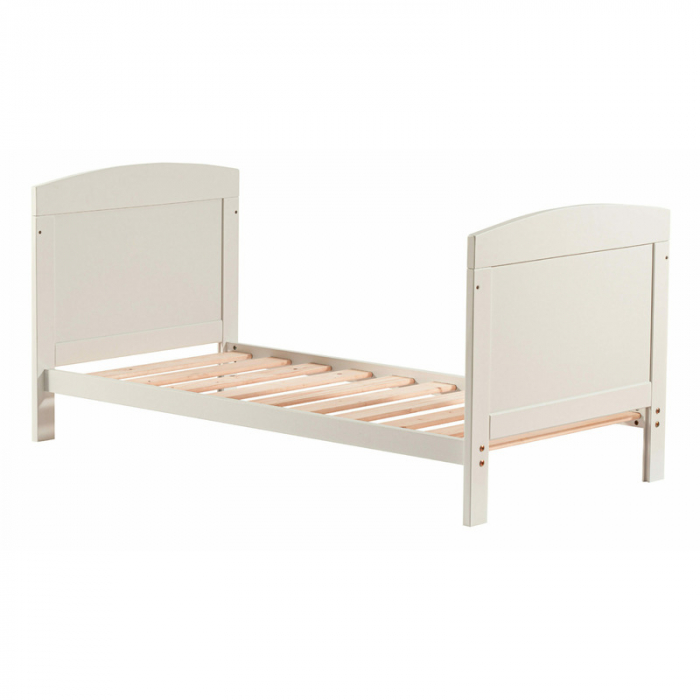 Patut din lemn Lory transformabil pentru bebe si junior, 120x60 cm, Din lemn de pin si mdf, Cu sina speciala pentru dentitie, Stabil si rezistent, Suport pentru saltea reglabil, FreeON, White [3]