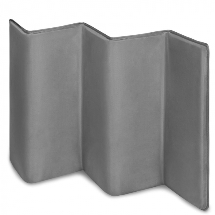 Patut pliant cu doua nivele 120x60cm Stefi Plus, Cu intrare laterala cu fermoar, 2 roti, Gri/ Multicolor [7]