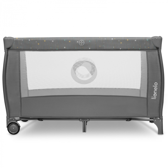 Patut pliant cu doua nivele 120x60cm Stefi Plus, Cu intrare laterala cu fermoar, 2 roti, Gri/ Multicolor [4]