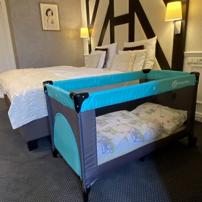 Patut pliant cu un nivel 120x60cm , Cu intrare laterala cu fermoar, 2 roti, Vulpita Turquoise [11]