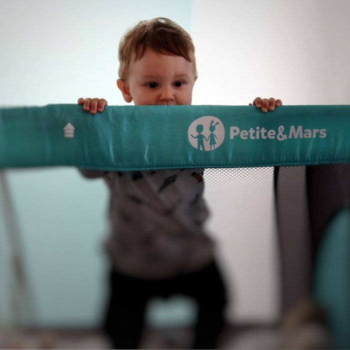 Patut pliant cu un nivel 120x60cm , Cu intrare laterala cu fermoar, 2 roti, Vulpita Turquoise [14]