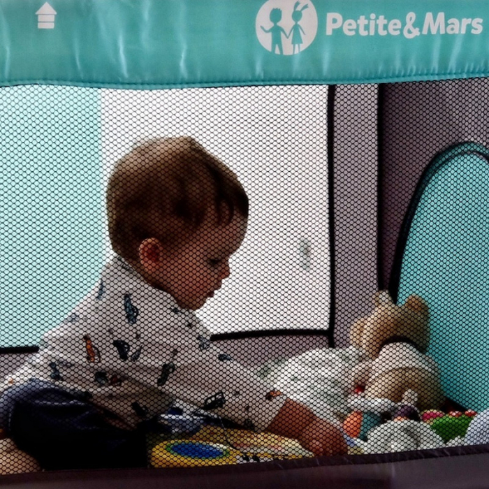 Patut pliant cu un nivel 120x60cm , Cu intrare laterala cu fermoar, 2 roti, Vulpita Turquoise [13]