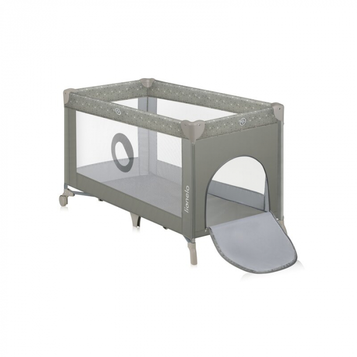 Patut pliant, Lionelo, Stefi, Cu un nivel, Cu intrare laterala cu fermoar, 2 roti, 120x60 cm, Conform cu standardul european de securitate EN 716, Bej [2]