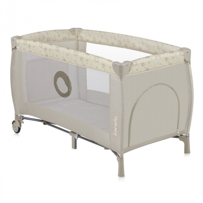 Patut pliant, Lionelo, Sven Plus, 120x60 cm, Cu doua nivele, Cu arcada jucarii, masuta de infasat, vibratii, melodii, conform cu standardele europeane de securitate EN716 si EN12221, Bej Latte [12]