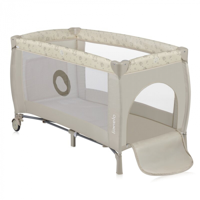Patut pliant, Lionelo, Sven Plus, 120x60 cm, Cu doua nivele, Cu arcada jucarii, masuta de infasat, vibratii, melodii, conform cu standardele europeane de securitate EN716 si EN12221, Bej Latte [11]