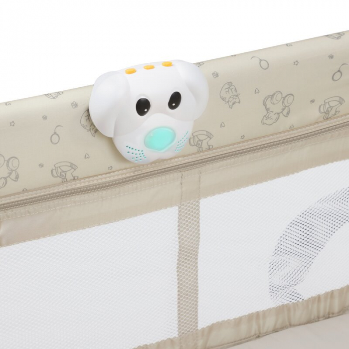 Patut pliant, Lionelo, Sven Plus, 120x60 cm, Cu doua nivele, Cu arcada jucarii, masuta de infasat, vibratii, melodii, conform cu standardele europeane de securitate EN716 si EN12221, Bej Latte [20]