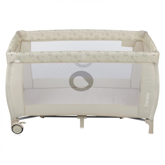 Patut pliant, Lionelo, Sven Plus, 120x60 cm, Cu doua nivele, Cu arcada jucarii, masuta de infasat, vibratii, melodii, conform cu standardele europeane de securitate EN716 si EN12221, Bej Latte [15]