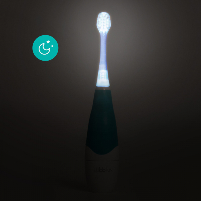 Periuta de dinti electrica, BBluv, Sonik, In 2 trepte, Cu lumini LED, Cu maner din silicon, Pe baza de baterii AAA, Albastru [7]