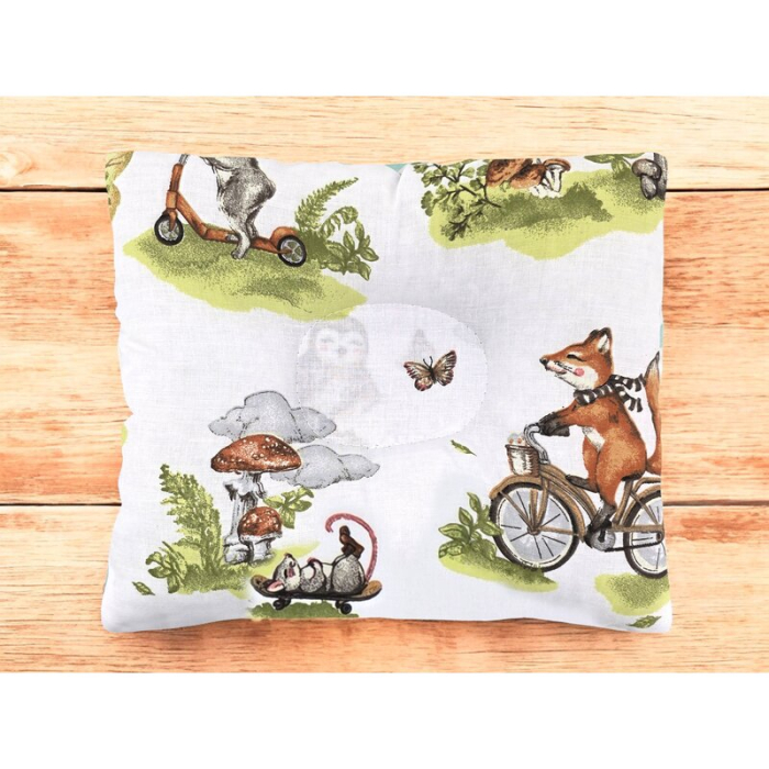 Perna bebelus, Qmini, Profilata, Cu functie anti-soc, Pufoasa, Din bumbac, Material certificate Oeko Tex Standard 100, 23x26 cm, Fox on bikes Natural [2]