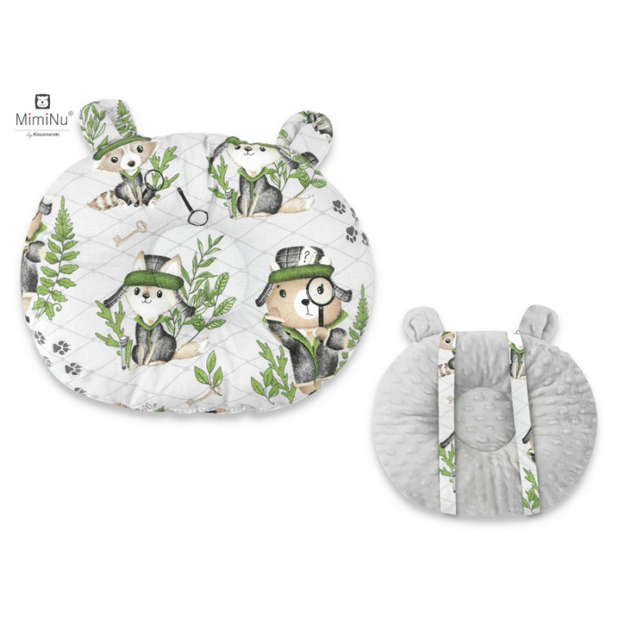 Perna bebelusi Ursulet, Multifunctionala, Cu doua fete, Tesatura pufoasa minky si bumbac, Design, Minky Detective Natural [1]