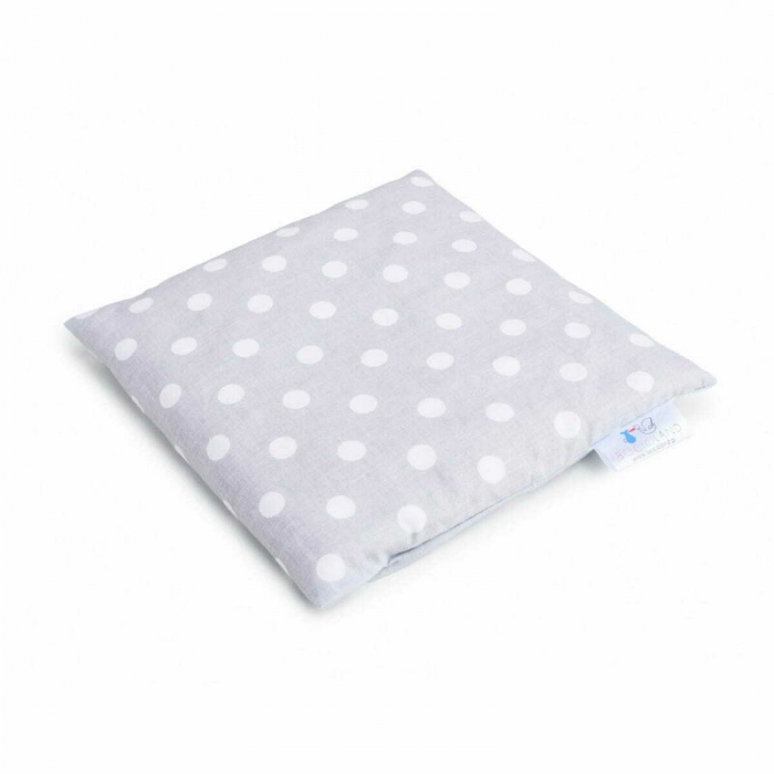 Pernuta anticolici, Bociolad, Umpluta cu samburi de cirese, Cu husa din bumbac, 20x20 cm, 0 luni+, Grey Dots [1]