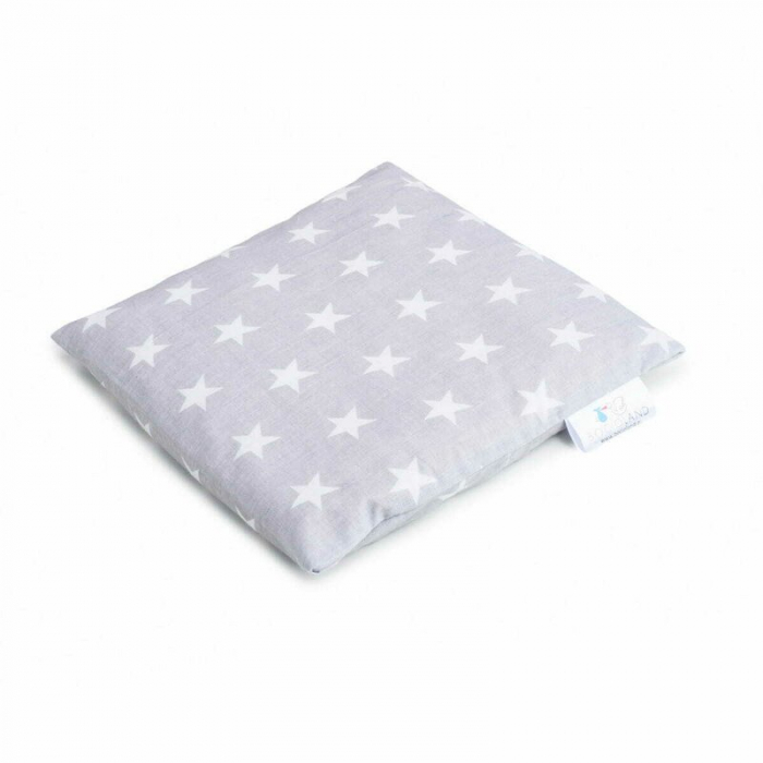 Pernuta anticolici, Bociolad, Umpluta cu samburi de cirese, Cu husa din bumbac, 20x20 cm, 0 luni+, Grey Stars [1]