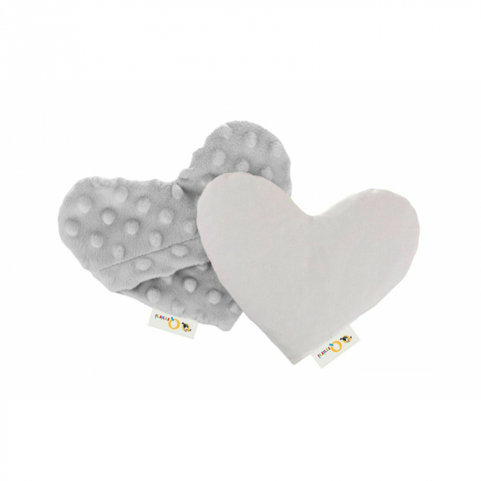 Pernuta anticolici umpluta cu samburi de cirese, Cu doua fete, In forma de inima, Minky Light Grey [1]